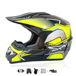 Casque Moto Cross Enfant,Casque Moto Enfant Adoptez Un Design Cool Casque Downhill pour Enfants avec Gants/Lunettes/Masque/Filet à Elastique(6 PCS) Convient pour Toutes Les Saisons (57-58CM)