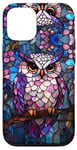 Coque pour iPhone 12/12 Pro Owl Stained Art Mosaic Stain Art Owl Lover Colorful Floral