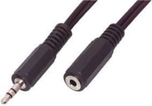 Cable avec fiche Jack 3,5mm stéréo mâle ET fiche Jack 3,5mm stéréo femelle- 5m00