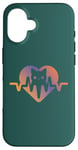 Coque pour iPhone 16 Chat Heartbeat Nurse Animal Kitty Mom & Dad Heart Retro