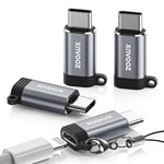 ZOOAUX Adaptateur Lightning vers USB C 4 Pièces, Adaptateur USB-C Mâle vers Lightning Femelle Connecteur Compatible pour iPhone 16/16 Plus/16 Pro Max/15/15 Plus, iPad Pro/Air, Pas pour Audio/OTG