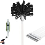 Kit Brosse de Cheminée, Outil Nettoyage pour Cheminées Brosse Kit de Ramonage Ccontient 6 (61cm Tiges Flexibles et 1 (100mm) Tête de kit de ramonage du Poêle à Granulés pour Poêle à Pellet