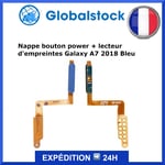 Nappe Bouton Power+Lecteur D'empreintes Pour Samsunggalaxy A7 2018 (A750f) Bleu