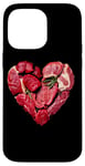 Coque pour iPhone 14 Pro Max Graphique culinaire pour la Saint-Valentin, barbecue, viande de bœuf crue, cœur, papa et chef