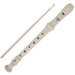 A-Star Soprano/Descant School Recorder Instrument, English/Baroque Fingering - Key of C with Learning Chart, Bag, Cleaning Rod - Beige