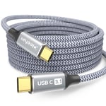 Cable Usb C Vers Usb C 3M, Usb3.1 Data Sync À 10Gbps, 100W Charge Rapide, Vidéo 4K 60Hz Compatible Avec Iphone 15 Pro Max, Macbook Pro/Air M2, Pad Air/Pro, Galaxy S24 S23 Ultra[YIN146049]