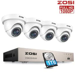 ZOSI 1080P Surveillance CCTV Camera 8CH DVR Home Security System with Hard Drive