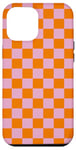 iPhone 15 Plus Pink and Orange Checkered Checkerboard Pattern Case