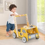 FANTASK Trotteur en bois 2 en 1 Baby Walker, trotteur avec centre multi-activités et établi, pour enfants à partir de 1 an en intérieur