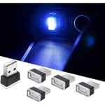 5 st blå LED-ambientljus för bil, 5 V plugin-ljus, mini-interiör ambientljus-kit för bilar, bärbara datorer, USB-uttag