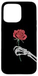 Coque pour iPhone 15 Pro Max Main squelette rose rouge fleur esthétique fleur rouge Saint-Valentin