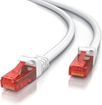 - 25m Câble réseau Cat 6 RJ45 Câble LANGigabit Ethernet 1Gbps 1000Mbps 25 mètres - Revêtement en PVC Blanc - 10 100 1000 Mbits Câble de Patch 250Mhz UTP PIMF - Compatible avec Cat.5 Cat.5e Cat.7.[G248]