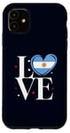 Coque pour iPhone 11 Drapeau argentin coeur drôle I Love Argentina