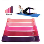 5-pack träningsband, motståndsband, yoga, rehab Rosa one size