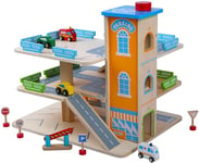 Bayer Chic 2000 - Grand Parking pour Enfants en Bois - Garage Voiture - Garage avec Accessoires, Garage de Jeu avec Ascenseur