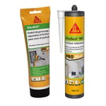 SIKA - Enduit de Rebouchage Universel tout en 1 en tube Blanc - Pâte à reboucher lissage et finition- 425g + Mastic acrylique pour joints de finitions, plinthes, calfeutrement, fissures - Blanc -300ml