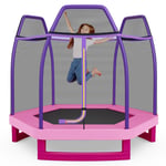 7FT Kids Trampoline Safety Jumper Rebounder Enclosure Net Indoor Outdoor Play