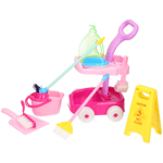 Kids Cleaning Trolley Cart with Mop & Brush Role Toy Set With Cleaning Tools