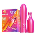 Durex Vibrator 2-in-1 with Teaser Tip, Adult Sex Toys, 7 Vibration Modes, Women, Men and Couples, Sensory, Water Resistant, Quiet & Discreet, Valentines Gifts For Her and Gifts For Couples