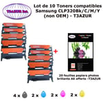 10 Toners génériques CLP-320 Bk,C,M,Y pour Samsung CLX 3180 3185 3185FN 3185FW 3185N imprimante+ 20f A6 brillantes -T3AZUR