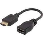 DELTACO HDMI 1.4 jatkokaapeli, 10cm, musta (HDMI-104)