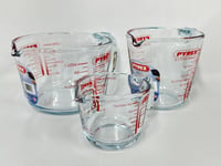 PYREX Clear Measuring Jug set of 3 - Mixing Jug Kitchen Cooking 0.25L, 0.5L & 1L