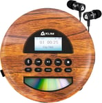 Nomad Wood - Nouveauté 2024 - Lecteur Cd Portable - Batterie Intégrée Longue Durée - Écouteurs Fusion - Cd-R,Cd-Rw,Mp3 - Lecteur Tf,Mini Radio Portable,Bluetooth - Pour La Voiture