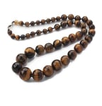 TreasureBay Magnifique collier de perles en pierre précieuse naturelle de 8 à 16 mm pour femme, Gemme, Agate