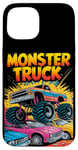 iPhone 15 Monster Truck Crushing Cars Art for Monster Truck Lovers Case