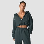 Everyday Cropped Zip Hoodie Wmn, Dark Green