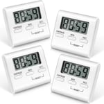 Set med 4 timers, kökstimer, digital kökstimer, äggtimer, med högt alarm