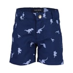 Short Blue Seven en coton bleu marine avec un imprimé dinosaure bleu clair