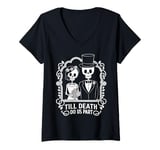 Womens Skeleton Wedding Till Death Do Us Part Matching Couple V-Neck T-Shirt