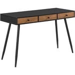 [en.casa] - Bureau Tumba à 3 Tiroirs 75 x 115 x 48 cm Effet Bois Foncé Noir