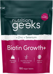 Nutrition Geeks Biotin Hair Growth Supplement - 180 Tablets Enhanced with Zinc &