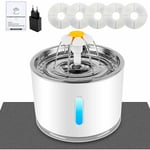 Fontaine à eau pour chat - Avec filtre à charbon actif - Fenêtre de niveau d'eau - led lumineuse - Grande capacité de 2,4 l - 3 types de débit d'eau