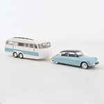 CITROEN DS19 bleu nuage + caravane HENON 1/18 1959