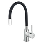 Mitigeur d'évier lavabo bec flexible, pivotant - noir