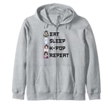 Eat Sleep K-Pop Repeat Anime Fan Korean Music Finger Heart Zip Hoodie