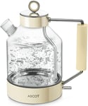 Electric Kettle, ASCOT Glass Electric Tea Kettle 1.5L 2200W Tea Heater & Hot Wa