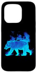 Coque pour iPhone 15 Pro Ours bleu avec flammes