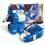 Super Wings Transformer Aeroplane Supercharged Lucie, Hauteur env. 12,7 cm, poupée pour Enfants, Avion Jouet et Figurine de Robot pour garçons et Filles à partir de 3 Ans, Bleu