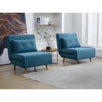 Vente-unique Fauteuil convertible en tissu bleu URIBIA