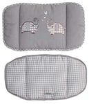 roba Coussin de Chaise Haute Jumbotwins en 2 Pièces - Facile à Nettoyer et Lavable - Réducteur de Siège Confortable - dès 6 Mois - Éléphant Brodé - Carreaux Gris