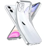 Supdeal Coque Crystal Clear pour iPhone 11, Jamais Jaune avec Protection de la Caméra, Étui Housse de Téléphone Portable Transparente en Silicone Ultra Fine et Légère, 6,1", Argent