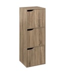 Meuble Etagère 3 Cases de rangement 3 Portes effet bois naturel H 100.5 cm