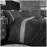 GC GAVENO CAVAILIA Teddy Fleece Bedding Set, Soft & Cozy Diamante Bedding Set Kingsize, Thermal Warm Quilt Cover, Charcoal