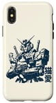 Coque pour iPhone X/XS Mecha Anime vintage rétro avec Manga Chat