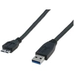 Adnauto - Cable- usb 3.0- usb a prise.USB b micro prise- nickele- 1m- noir