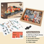 City Cargo Train Building Sets 635-Piece Train Toy Set for Boys 7-14 Freight Tra